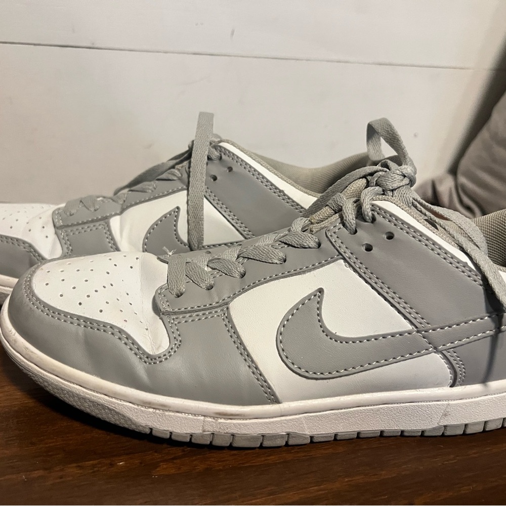 Nike Gray and White Low-Top Dunks